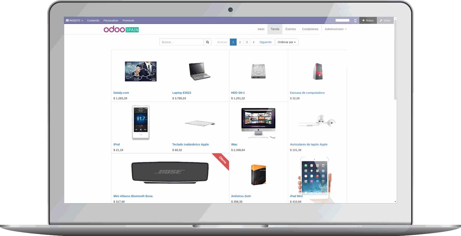 Texto de Odoo y bloque de imagen